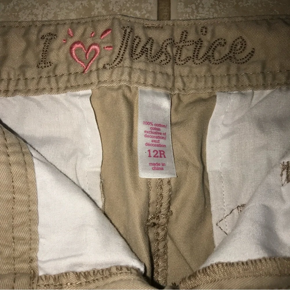 Excellent Condition Justice Girls Tan Shorts size 12 Regular
